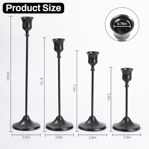 Candlestick Holders, 4PCS Taper Candle Holder for Candlesticks, Black Candle Holders for Table Centerpiece, Wedding, Party - color: Black, size: 4pcs
