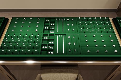 12 Grids Velvet Jewelry Tray Bracelet Trays Bangle Holder for Bracelet Bangle Earring Ring Display Storage (Green) - size: 12 Grid for Bracelet/Bangle