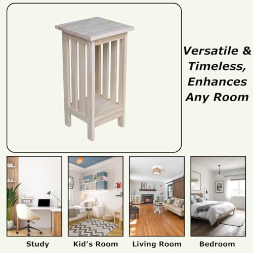 International Concepts Mission Plant Stand, 24-Inch High, Solid Parawood, Unfinished - size: 24 Inch