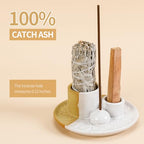 Palo Santo Sticks Holder, Multi-Purpose Handmade Ceramic Incense Burner for Palo Santo Incense Sticks, Sage Holder for Burning, Ash Catcher Tray for Meditation Yoga Room (Terracotta) - color: Terracotta