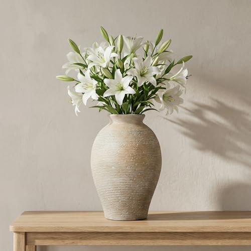 Ceramic Flower Vase for Home Decor, Rustic Farmhouse Vintage Retro Large Vase for Living Room, Kitchen, Bedroom, Decoration for House, Bookshelf, Dining Table, Office, Gift(9.3 inch) - color: Retro and Rustic-9.3"
