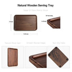Solid Walnut Small Serving Tray - 11.81" x 7.8" x 0.79" One Piece Walnut Tray 1/4‘’ deep for Coffee Table, Breakfast,Bathroom Vanity, Perfume Display,Home Decor, Natural Finish, No Glue Joints