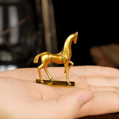 Retro Handcrafted Elegant Abstract Horse Statue 100% Solid Brass with Smooth Curves Raised Leg, Ideal Home Decor Item Collectible Desk Accessory Office Scene Ornament Artistic - Artistic Enhancement - style: Artistic Horse