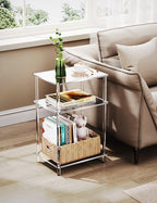 Acrylic Side Table Clear 3-Tier End Table for Living Room, Office, Hallway, Bedroom Small Bedside Table (8mm Thick Shelves) - size: 8mm thick shelves
