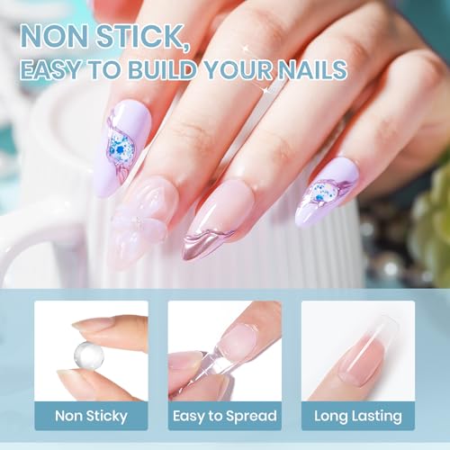 Sculpting Gel for 3D Nail Art Gel Non Stick Hand Solid Builder Hard Gels for Extension Carving Sculpting Beauty Nail Charms for Beginner and Salon DIY - color: Clear&Pink&Nude