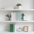 Metal Bookends Yoga-Style Bookends Decorative Cute Book Ends for Shelves Reading Decor Bookshelf Decor Book Stoppers for Bookshelf Home Office Desk Book Lovers Gift - style: Yoga People Decorative Bookends