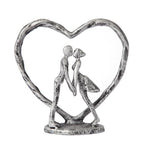 Anniversary Wedding Gift for Her Wife Husband Couple， Antique Silver Metal Couple Figurine Heart Sculpture Love Statue，Romantic 1st to 60th Anniversary,Includes Gift Box and Gift Card，Valentines Gifts - color: Antique Silver