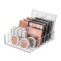 WECHENG Clear Acrylic Makeup Organizer for Eyeshadow Palette and Lipstick Organizer, 7 Slots Divided Makeup Palette Organizer for Vanity Countertop Drawer Cosmetics Storage(Closed-Sided Design)