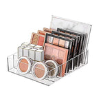 WECHENG Clear Acrylic Makeup Organizer for Eyeshadow Palette and Lipstick Organizer, 7 Slots Divided Makeup Palette Organizer for Vanity Countertop Drawer Cosmetics Storage(Closed-Sided Design)
