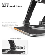 Orlian Tablet Stand Holder with Thickened 360°Rotating Base Dual Rod Adjustable Aluminum Stand for All 5.8-12.9” iPad Samsung Phone Tablet Kindle E-Reader and More, Black - color: Black
