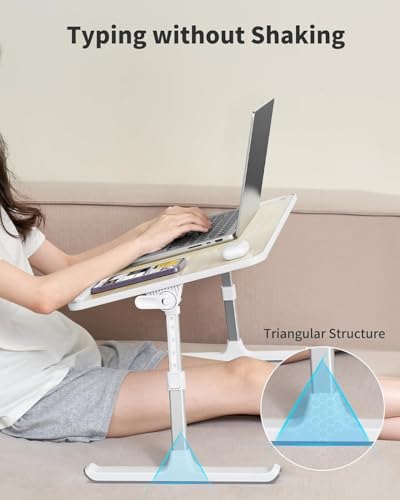 Laptop Desk for Bed, SAIJI Lap Desks Bed Trays for Eating Writing, Adjustable Computer Laptop Stand, Foldable Lap Table in Sofa and Couch（20.5x11.8 Teak - color: Teak, size: 20.5 x 11.8 In
