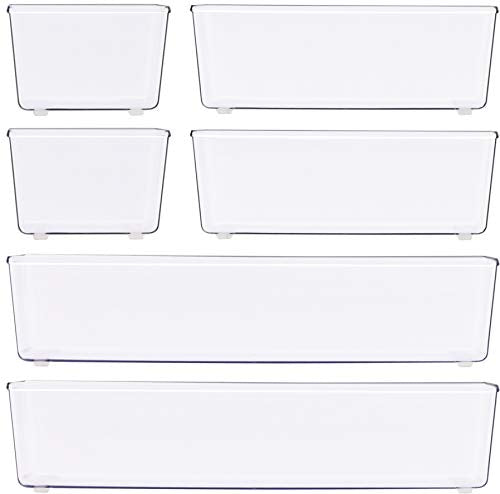Simple Houseware Clear Drawer Organizer for Office Bin Desk Storage, Assorted Size, 6 Packs - size: Assorted Sizes