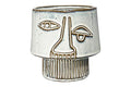 Bloomingville White Stoneware Vase with Abstract Face Design & Reactive Glaze Finish (Each one will vary)