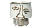 Bloomingville White Stoneware Vase with Abstract Face Design & Reactive Glaze Finish (Each one will vary)