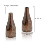 Aeravida Artistic Grain Pattern Natural Mango Tree Wood Flower Set of 2 Vase | Modern Farmhouse Home Décor | Kitchen Bedroom Living Room Home Decoration - size: 2PCS