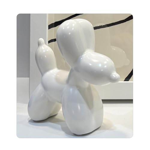 Modern Balloon Dog Decorative Sculpture,Ceramic Dog Figurines Statues Contemporary Art Decor for Living Room,Bedroom,Desk,Bookshelf,Shelf,Coffee Table, Fireplace Mantel (White) - color: White