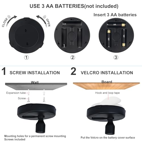 HAMVIDNE LED Spotlights, Battery Powered Picture Lights, Uplighting Indoor, Puck Light with Remote, Plant & Wall Art Display Dartboard Closet Spotlights, Black - color: Black, size: 2 Pack