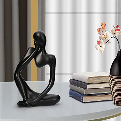 Prettidecor Home Decor Thinker Statue Accents, Set of 3 Thinker Sculptures Office Decor Modern Abstract Resin Decoration on Shelf Table Desk for Living Room Office Bedroom (Small Black) - color: Black, size: Small