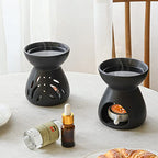 ComSaf Essential Oil Burner Wax Melt Burners Set of 2, Aromatherapy Aroma Burner Ceramic Oil Diffuser Candle Tealight Holder Home Bedroom Decor Christmas Housewarming Gift, Black - color: Black