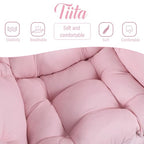 Tiita Lazy Chair with Ottoman, Pink Modern Large Accent Chair, Comfy Leisure Sofa Armchair with Ottoman, Reading Chair with Footrest for Bedroom, Living Room, Dorm Rooms, Pink - color: Peach Skin Pink