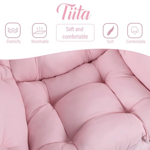 Tiita Lazy Chair with Ottoman, Pink Modern Large Accent Chair, Comfy Leisure Sofa Armchair with Ottoman, Reading Chair with Footrest for Bedroom, Living Room, Dorm Rooms, Pink - color: Peach Skin Pink