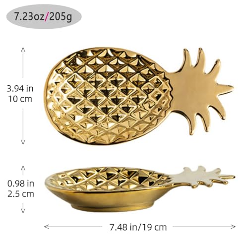 Chic Soap Dish, Pineapple Shape, Fluted Design, Decorative Ceramic Tray(Gold) - color: Gold