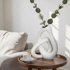 Unique White Ceramic Vases for Home Decor, 9.1" H Boho Nordic Aesthetic Modern Style, Decorative Vases for Home Decor Living Room