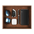 SITHON Valet Tray Desk Organizer, PU Leather Catchall Bedside Vanity Tray Nightstand Caddy Coin Box Key Jewelry Storage Organizer, Valentine's Day Gift, Brown - color: Brown
