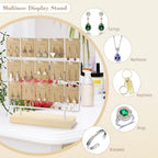 Earring Display Stand 3 Tier 15 Hooks Wood Earring Display Rack Holder for Earings Necklaces Rings Bracelets Keychains (White) - color: White
