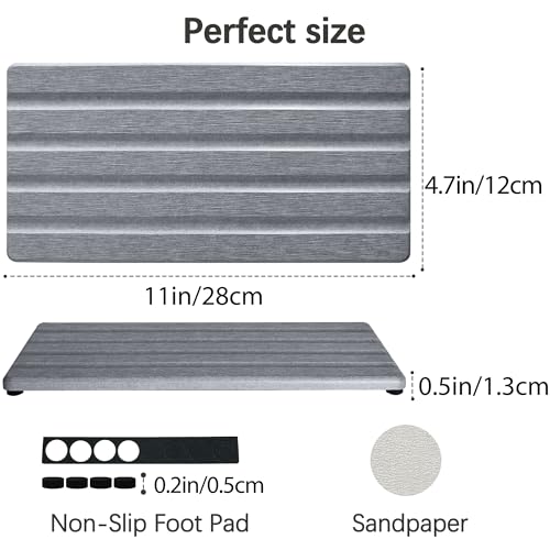 Diatomite Soap Dish, Water Absorbing Stone Tray, Kitchen Sink Organizer, Fast Drying Counter Holder (Grey, 11" x 4.7"/28 x 12cm) - color: Gray, size: 11" x 4.7" (28 x 12cm)