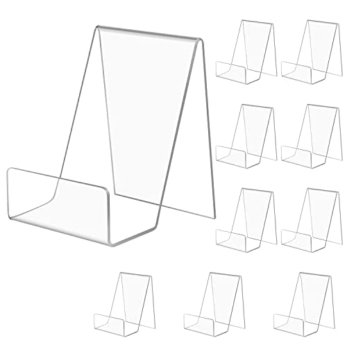 10 Pack 3" x 4" Acrylic Book Stand, Clear Book Display Stand, Easel Transparent Display Stand Holder Tablet Holder for Displaying Pictures, Albums, Books, Music Sheets, Notebooks, Artworks, CDs