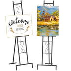 Black Easel Stand for Sign, Heavy Duty Wedding Welcome Sign Stand, Adjustable Art Easel for Display, Painting, Posters, Party, 17” x 17” x 58”H (1 Pack - style: 1pack-Black