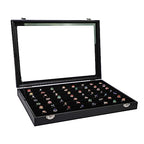 Wudygirl 7 Slots Ring Holder Organizer Box with Transparent Lid Black Jewelry Organizer for Store Display Jewelry Holder for Rings（Ring Organizer） - style: 7 Slot Ring Tray
