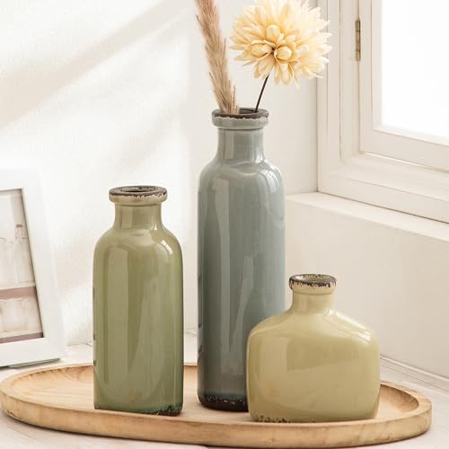 Bud Vase - Flower Vase Set - Decorative Vases - Ceramic Small Vase Set of 3 for Centerpieces - Ice Creak for Decor - Modern Decoration Vases for Home Farmhouse Table Office, Mini Vase by Lyeec - color: 202-1