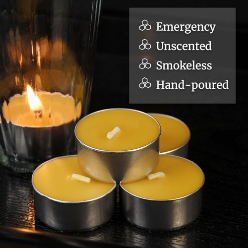 32 Packs Beeswax Tealight Candles,Natural Beeswax Tea Lights Candle in Aluminum Cups,4-5 Hour Burn Time,Unscented Smokeless Candles - style: 32 packs