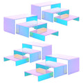 12 PCs Iridscent Risers Display Stands 3 Tiers Desktop Acrylic Shelves Small Cake Dessert Holder Products Stand for Collectibles Shoes Jewels Pop Figure (Iridescent2) - color: Iridescent2