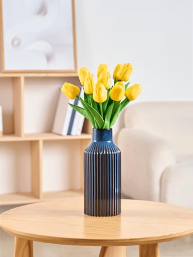 STHIE Ceramic Flower Vase, Minimalist Modern Home Decorative Vase, 8 Inch Pampas Grass Vases for Kitchen, Bedroom, Office, Living Room, Bathroom, Shelf Centerpiece Table （Blue ） - color: 2 Blue