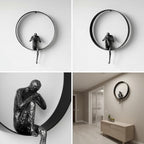 ZSKXJBPF Modern Metal Wall Art - Abstract Thinker Sculpture with Resin Figures, Minimalist Iron Ring 3D Wall Decor for Living Room, Bedroom, Office, Housewarming Gift (A) - style: A