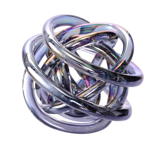 Glass Knot Teal Decor Ball - 5 Inch Hand Blown Infinity Sculpture Orbit Home Decor Table Decoration Interio Art - color: Black, size: 5-Inch Diameter