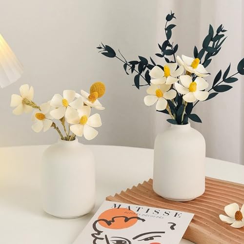 Modern White Small Ceramic Vase Set of 12 for Living Room Bedroom 4.13'' Minimalist Fresh Flower Vases for Home Decor Office Fireplace Centerpieces Nordic Style Gift for Fake Plant 12 Pack - color: 12 Pack White - Style 5