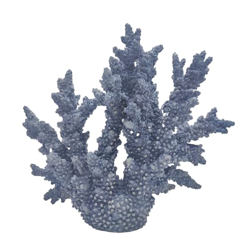 Etlemonde Beach Coastal Blue Coral Reef Decor Resin Statue - Faux Sea Coral Reef for Bathroom Shelf, Coffee Table, Nautical Beach House Home Decor Accent - color: Blue-x