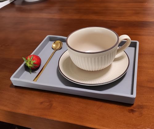 Gray Small Serving Tray (9.5 x 7 inch), Countertop Organizer for Bathtub Bathroom Vanity Items, Serving Accessory, Coffee, Drinks, Tea, Party, Spa, Perfume and Display Use. - color: Gray-1 Tray, size: 9.5" x 7" x 0.8"
