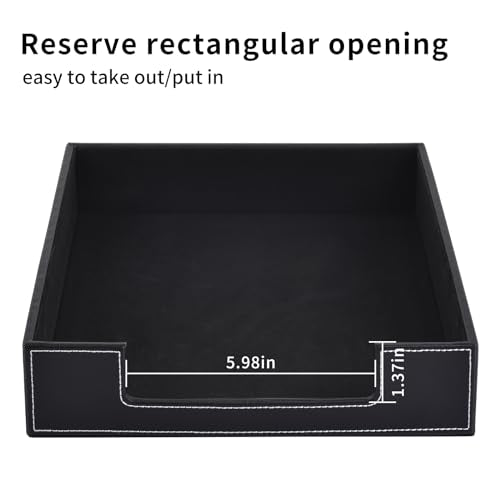 Leather 1-Layer Letter Tray Stackable File Document Tray,A4 Paper Case Rack Desk Office Supplies Organizer Holders,Desktop Organization, Pen Mail Magazine Storage Box(Black) - color: Black