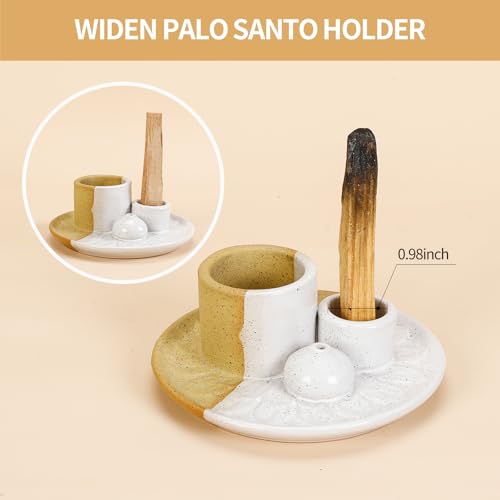 Palo Santo Sticks Holder, Multi-Purpose Handmade Ceramic Incense Burner for Palo Santo Incense Sticks, Sage Holder for Burning, Ash Catcher Tray for Meditation Yoga Room (Terracotta) - color: Terracotta