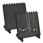 Ikee Design Set of 2 Wood Necklace Jewelry Display Stand for 8 Necklaces, Necklace Display Holder Organizer, Black Color - color: Black