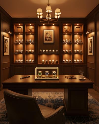 Acrylic Watch Display Case for 3 Watches, Premium 3mm Thick Dustproof Collector's Box with Solid Wood LED Light Base, USB Powered Watch Holder Organizer Stand - size: Display Case (LED) For 3 Watch