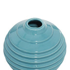 Deco 79 Ceramic Decorative Vase Centerpiece Vases with Varying Patterns, set of 3 Flower Vases for Home Decoration 6" x 6" x 6", Blue