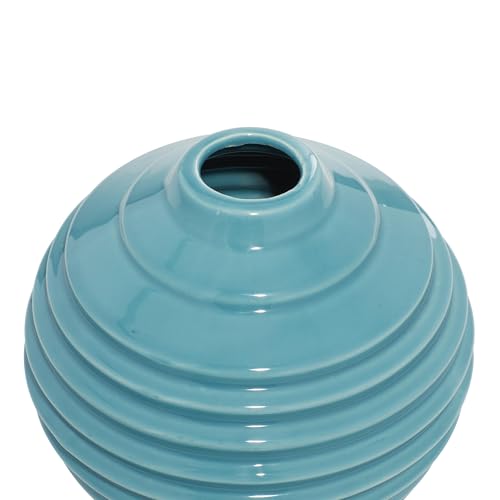 Deco 79 Ceramic Decorative Vase Centerpiece Vases with Varying Patterns, set of 3 Flower Vases for Home Decoration 6" x 6" x 6", Blue