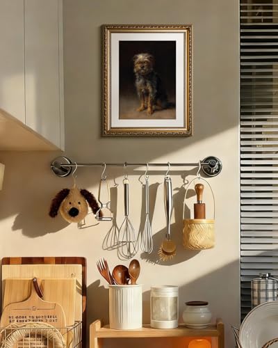 HUARCEY Cute Puppy Dog Portrait Gold Framed Wall Art, Vintage Moody Animal 13''x16 Canvas Print, Loyal Dandie Dinmont Terrier European Painting Artwork, Wall Decor for Bathroom Bedroom Nursery - color: Loyal Friend, size: 16"L x 13"W