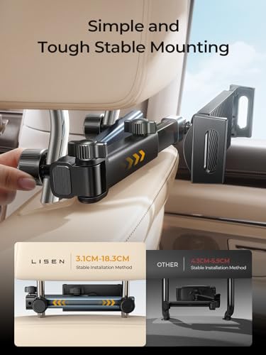 LISEN for iPad Holder Car Road Trip Essentials Travel Activities for Toddler Kids Gifts, Car Accessories for Women Moms Truck Interior 3in1 Tablet Holder for Back Seat Car Camping Headrest Organizer